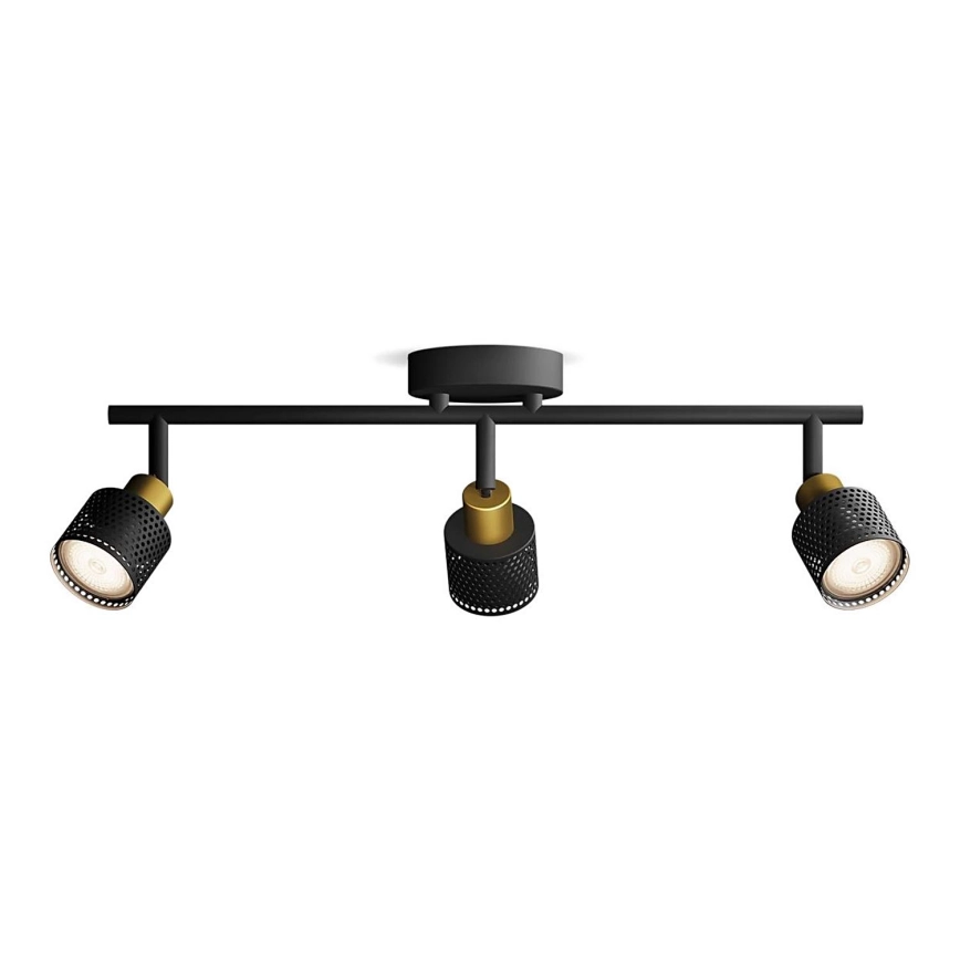 Philips – Spotlight NIALL 3xGU10/5W/230V svart/mässing