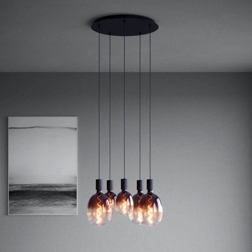 Eglo – Ljuskrona med textilsladd 5xE27/40W/230V svart