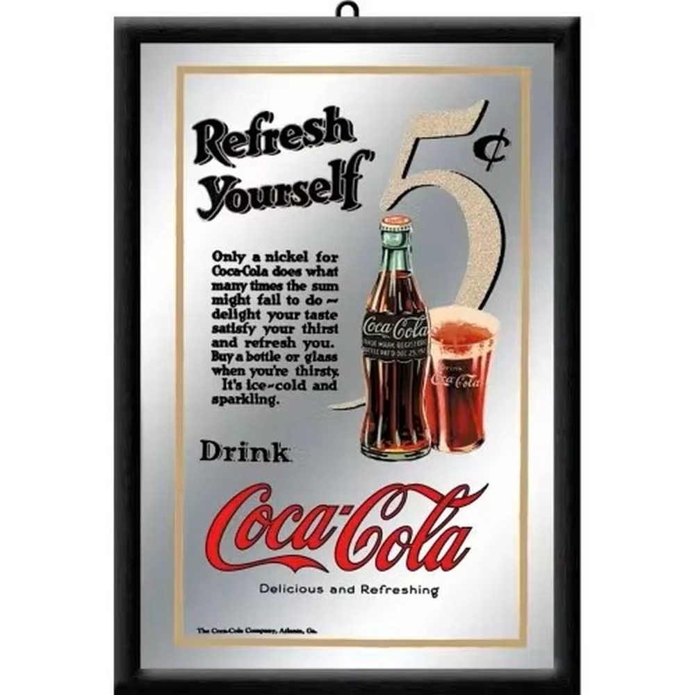 Coca-Cola 5 cent reklambar spegel