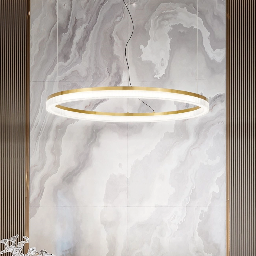 Ideal Lux – LED ljuskrona med textilsladd CROWN LED/30W/230V 3000K diameter 60 cm CRI 90 mässing