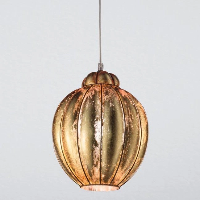 SIRU – Ljuskrona med textilsladd FOGLIA ORO 1xE27/60W/230V diameter 25 cm guld Venetiansk glas/guld