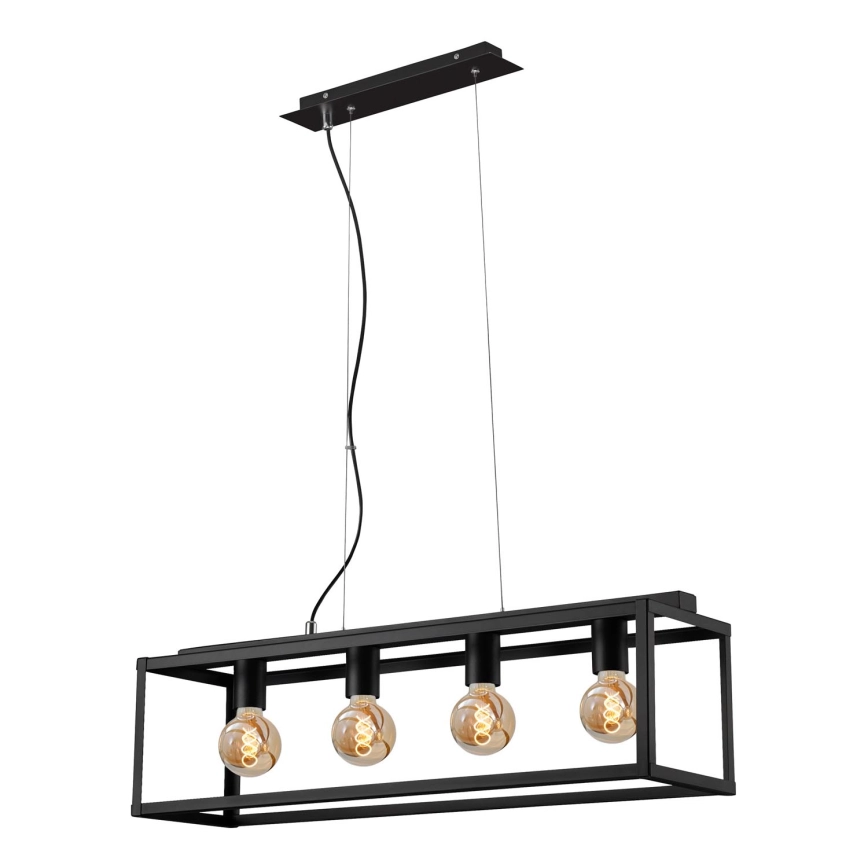 Briloner – Ljuskrona med textilsladd BLACK STEEL 4xE27/40W/230V
