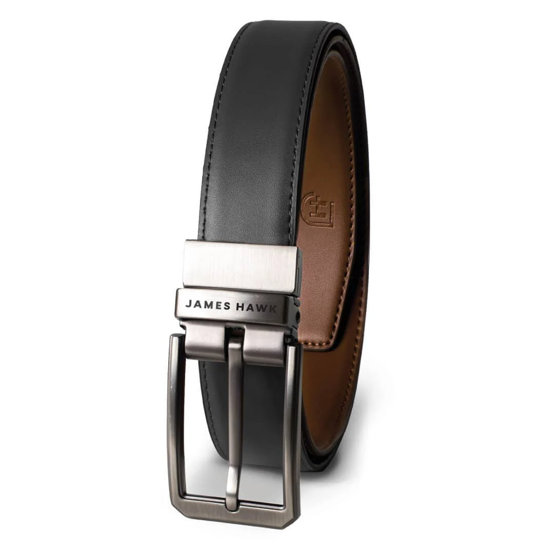 James Hawk Business Belt – Reversible Black/Camel