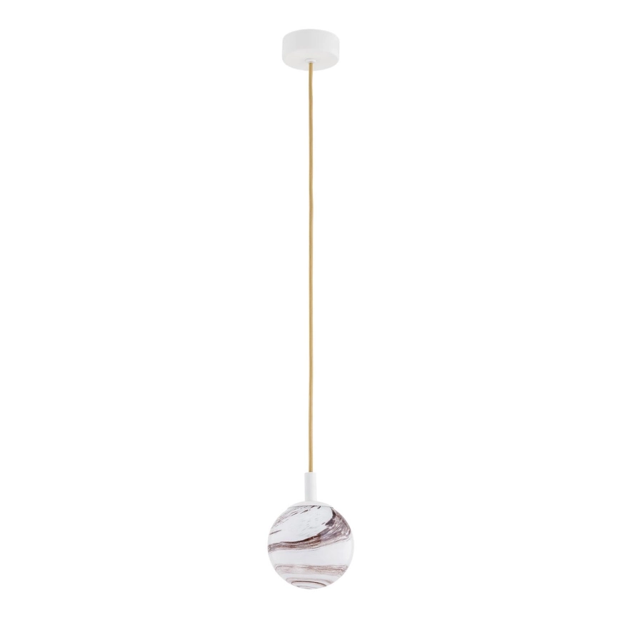 Argon 8451 – Ljuskrona med textilsladd ALMIROS 1xE14/7W/230V diameter 12 cm alabaster vit/guld