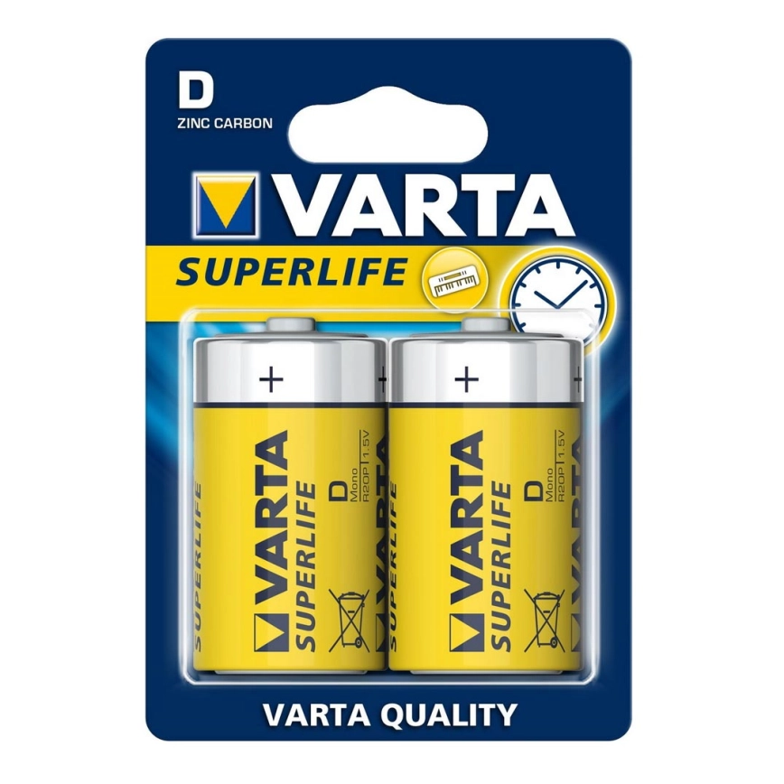 Varta 2020 – 2 st Bilbon Zinkbatterier SUPERLIFE D 1,5V