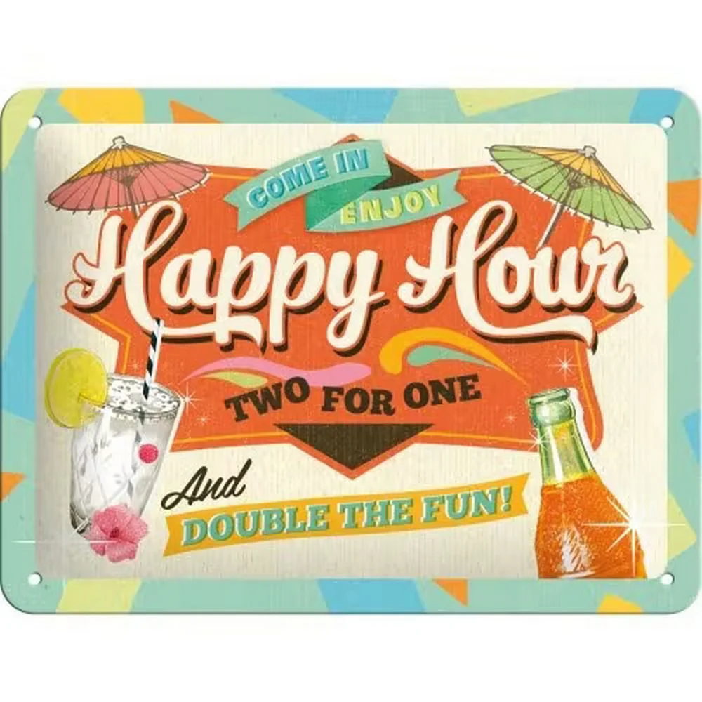 Retroworld Metal Pillarto happy hour – 20 x 15 cm