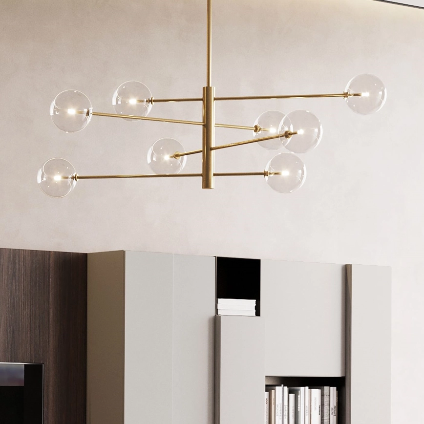Ideal Lux – LED pendelljuskrona EQUINOXE 8xG4/2W/230V diameter 128 cm mässing/genomskinlig