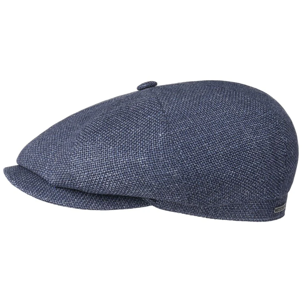 Stetson Hatteras Mörkblå Virgin Ull/Linne Sixpence Flat Cap – S (55 cm)