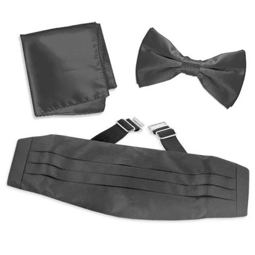 Cummerbund set med fjäril och fickficka – Satin – Anthracite