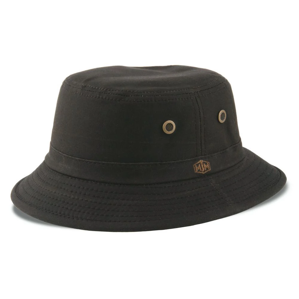 MJM Bucket Hat Wax Cotton Brown – Oilskin Bucket Hat i Brun