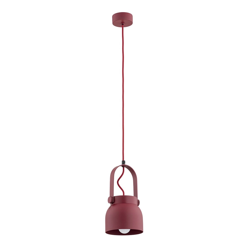 Argon 8292 – Ljuskrona med textilsladd LOGAN 1xE27/15W/230V diameter 14 cm röd