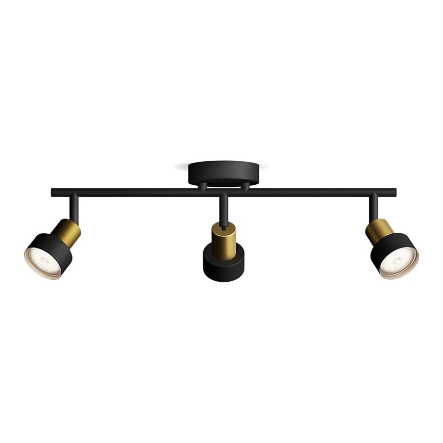 Philips – Spotlight CONDUIT 3xGU10/5W/230V svart/mässing