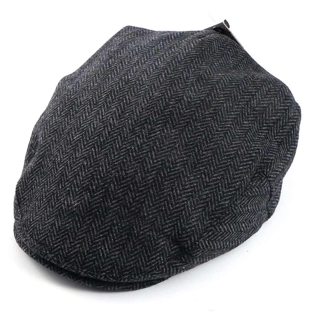 Keltisk malm grå fiskbens tweed cap