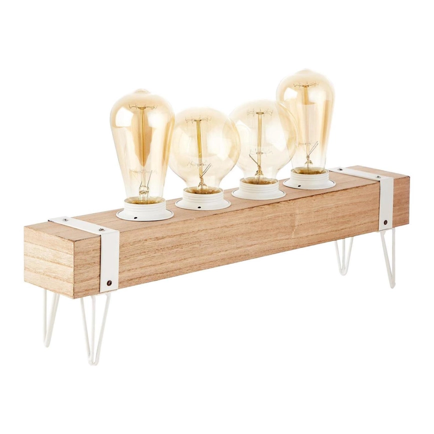 Brilliant – Golvlampa Vit trä 4xE27/60W/230V