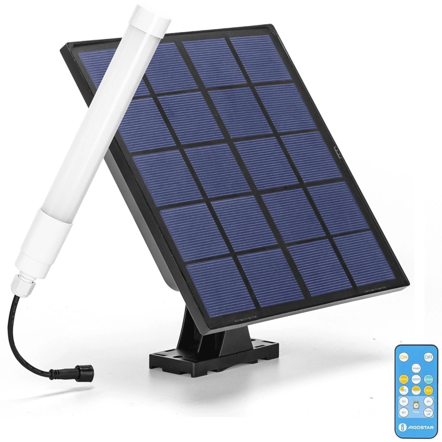 Aigostar – LED dimbar rör med solpanel LED/3,2V 3000K/4000K/6500K IP65 5000 mAh + fjärrkontroll