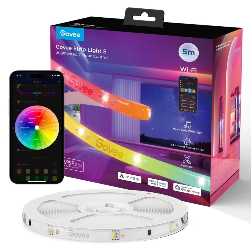 Govee – Wi-Fi RGBICW Smart PRO LED list 5m MATTER  – extra hållbara