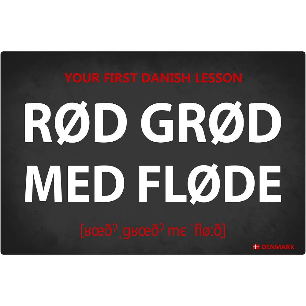 Röd gröt med grädde metallskylt