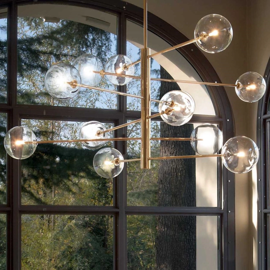 Ideal Lux – LED pendelljuskrona EQUINOXE 12xG4/2W/230V diameter 124 cm mässing/genomskinlig