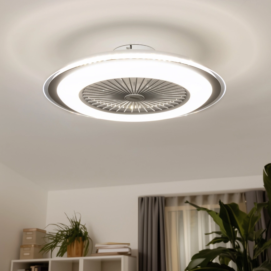 Brilagi – LED dimbar taklampa med fläkt RONDA LED/48W/230V 3000-6000K silver + fjärrkontroll
