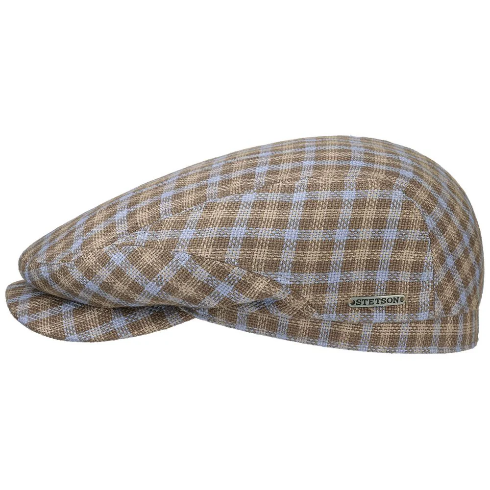 Stetson Driver Cap Brown Check Cotton Sixpence
