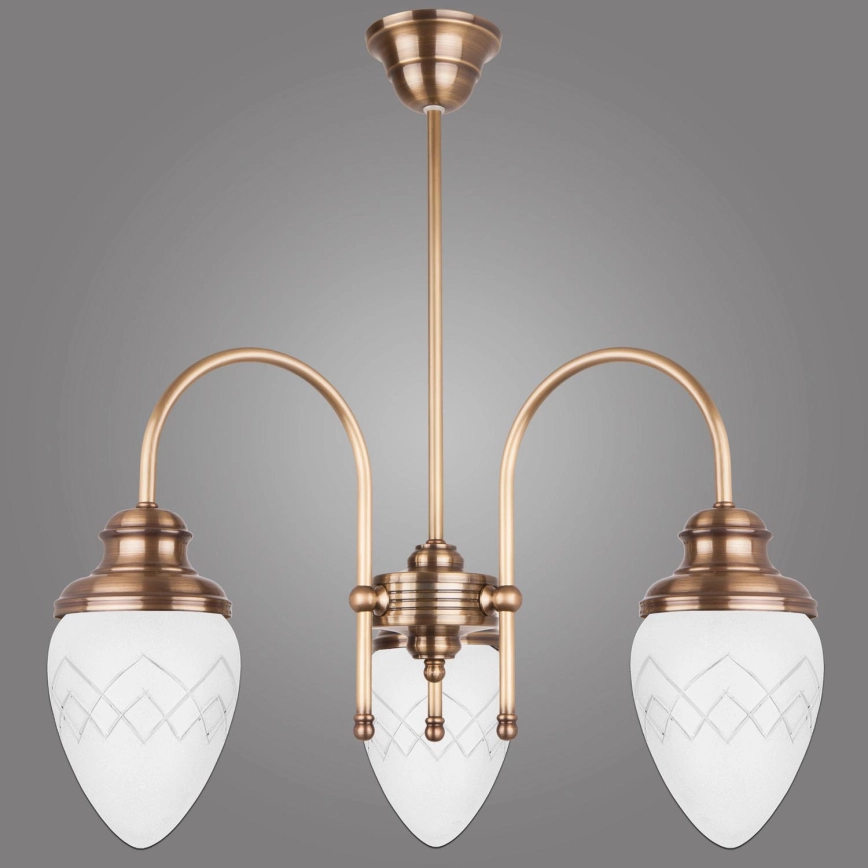 Kemar RI/3/M – Pendelkrona RINAMA 3xE27/60W/230V mässing
