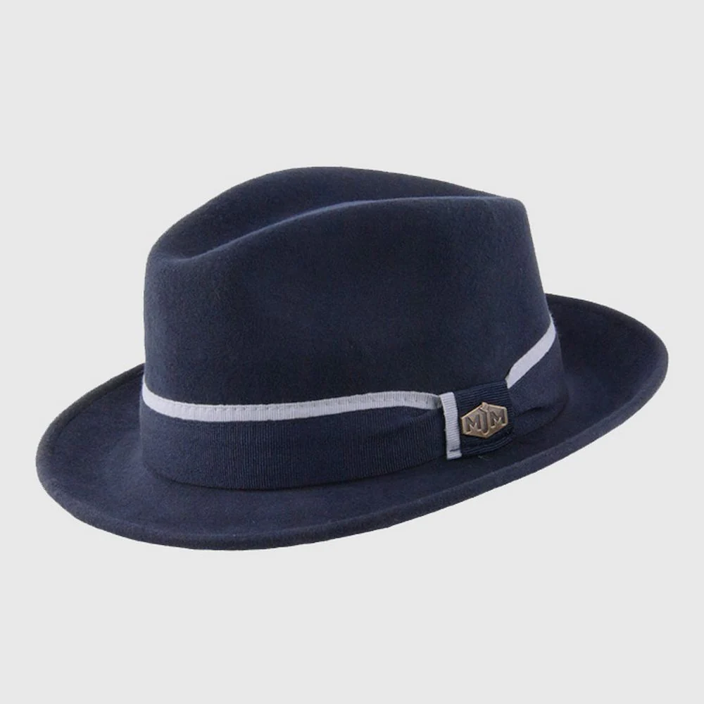 Mjm alberto fedora hatt – marinblå ull fab