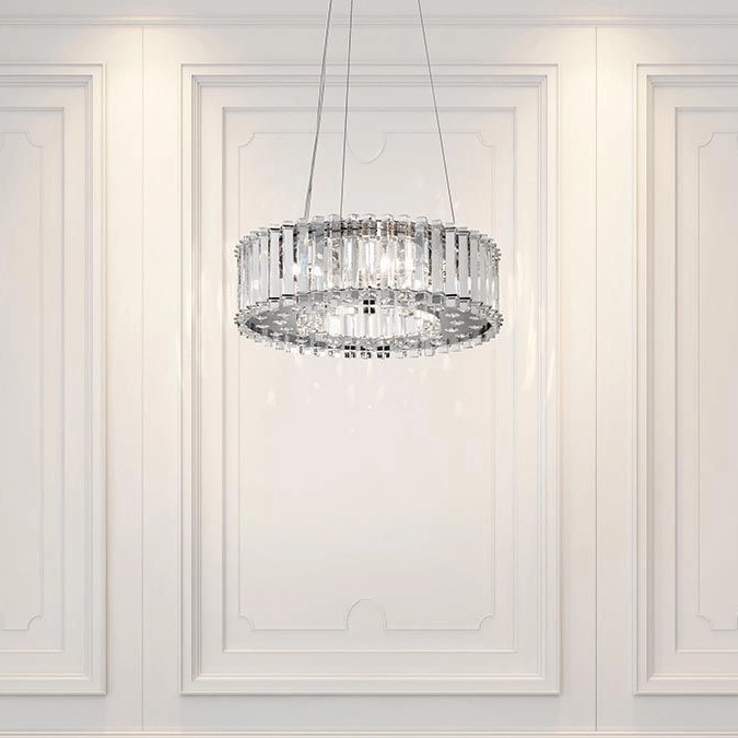 Kichler – LED badrumsljuskrona på textilsladd CRYSTAL SKYE 6xG9/3W/230V IP44