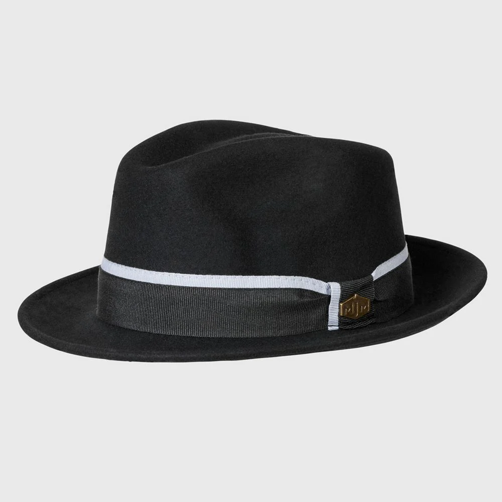 MJM Alberto Fedora Hat – Black Wool Fab