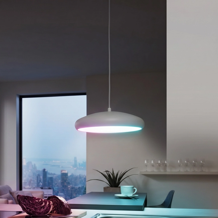 Eglo 33765 – LED RGBW Ljusreglerad ljuskrona på textilsladd RIODEVA-C LED/27W/230V 2700-6500K vit