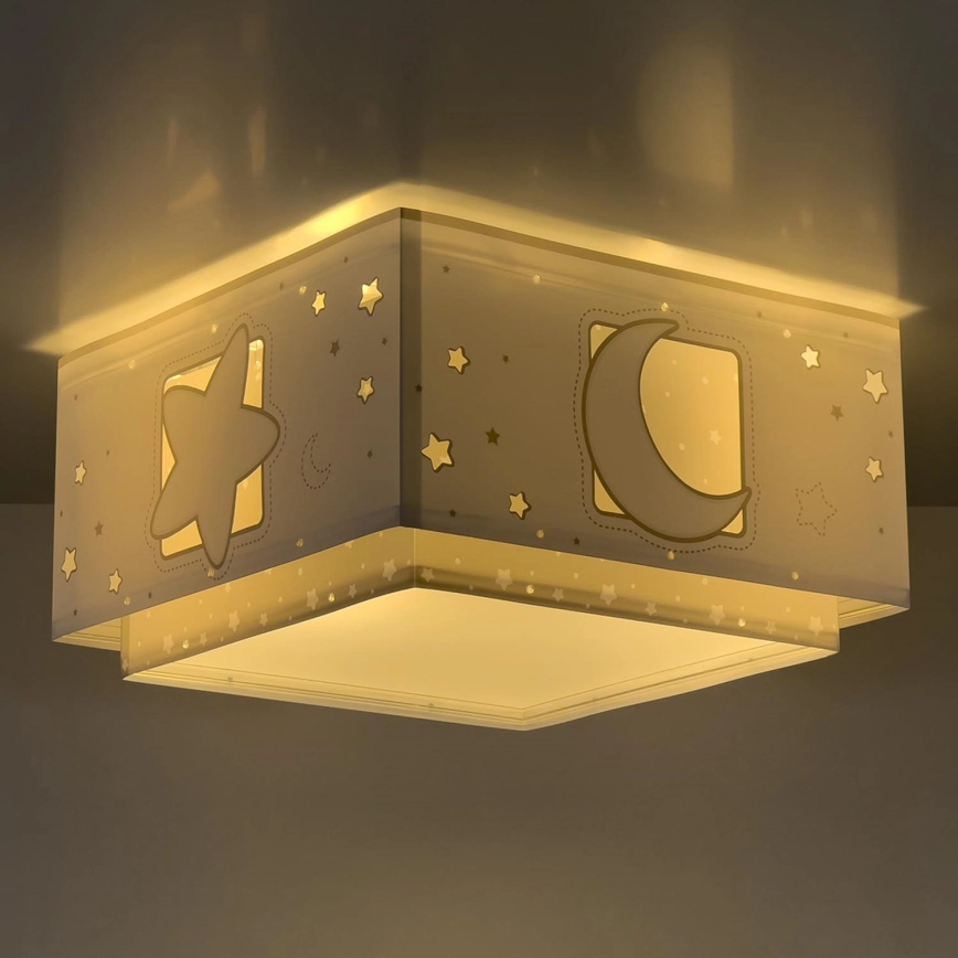 Dalber 63236E – Takbelysning för barn MOONLIGHT 2xE27/60W/230V grå