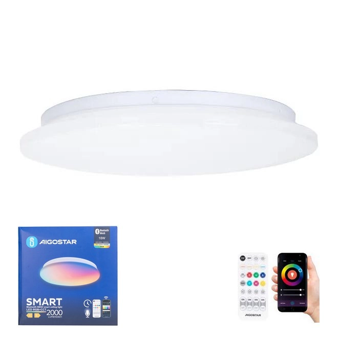 Aigostar – LED RGBW dimbar taklampa för badrum MESH Smart LED/18W/230V 3000-6500K IP44 + fjärrkontroll
