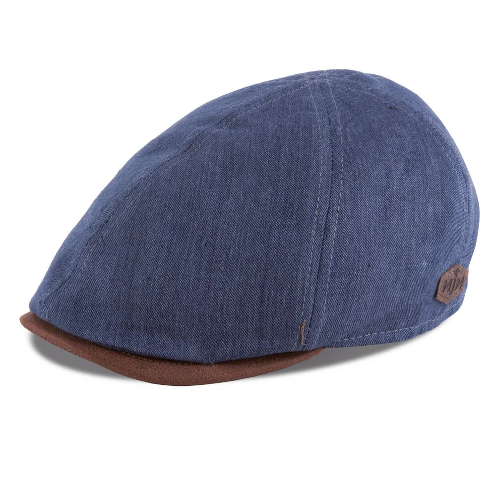 MJM Broker Sixpence – Blue Linen Flat Cap