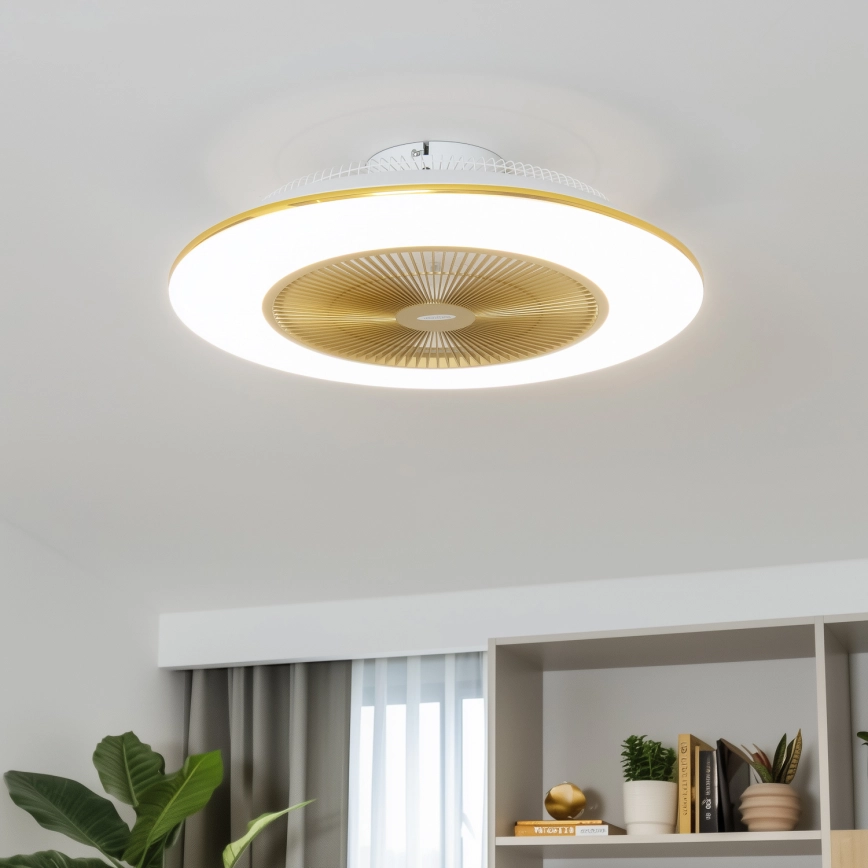 Brilagi – LED dimbar taklampa med fläkt AURA LED/38W/230V 3000-6000K guld + fjärrkontroll