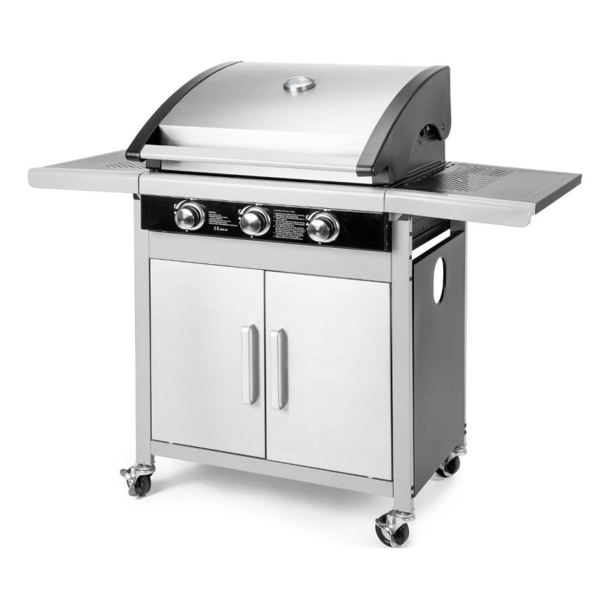 Fieldmann – Gasolgrill med 3 brännare i matt krom