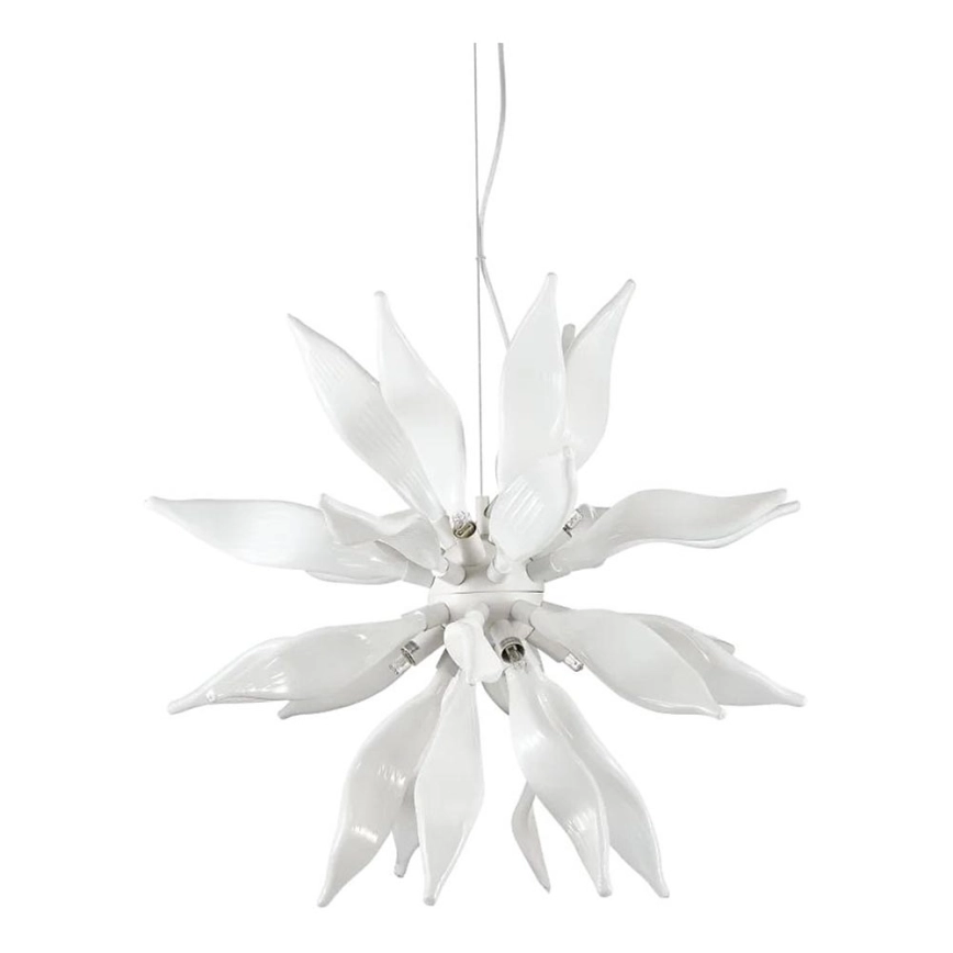 Ideal Lux – LED ljuskrona med textilsladd LEAVES 8xG9/3W/230V diameter 63 cm vit