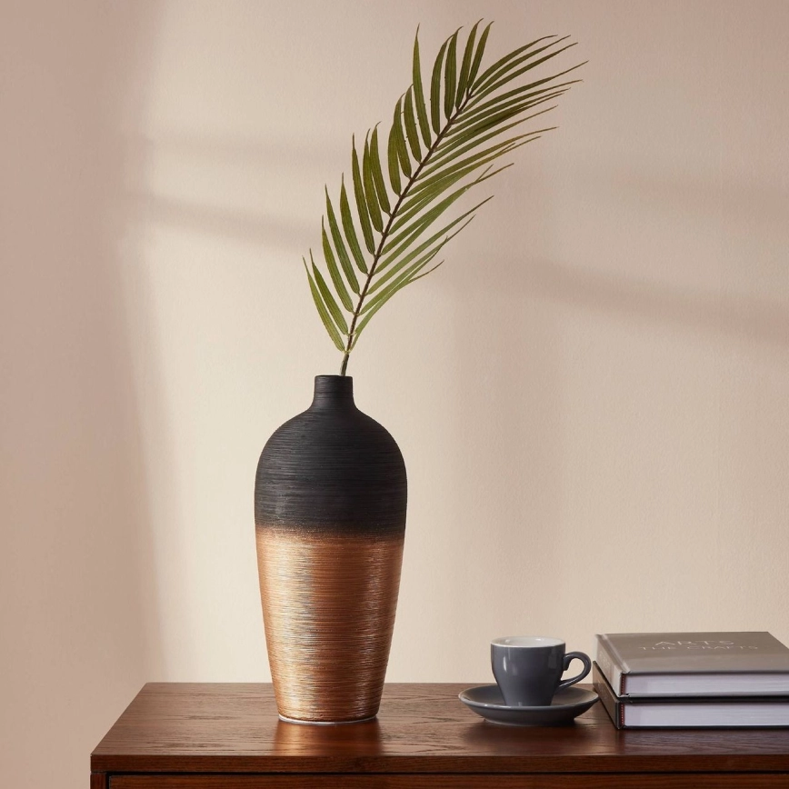 Eglo – Keramikvas 28×12,5 cm svart/guld