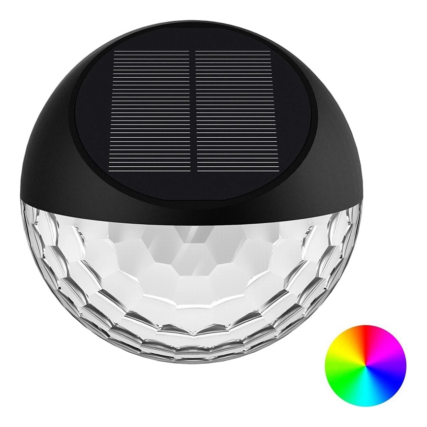 Aigostar – LED RGB Solcellsvägglampa LED/2W/1,2V 300 mAh svart IP44