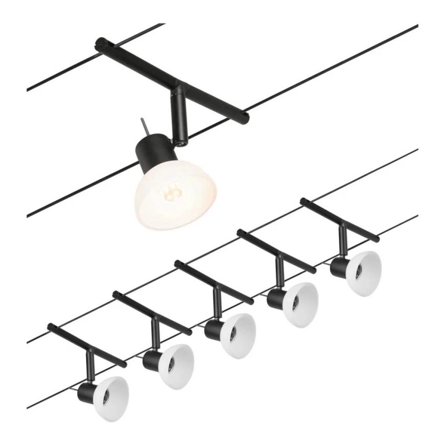 Paulmann 94450 – Komplett set med 5x GU5.3/10W för SHEELA vajersystem 230V, svart