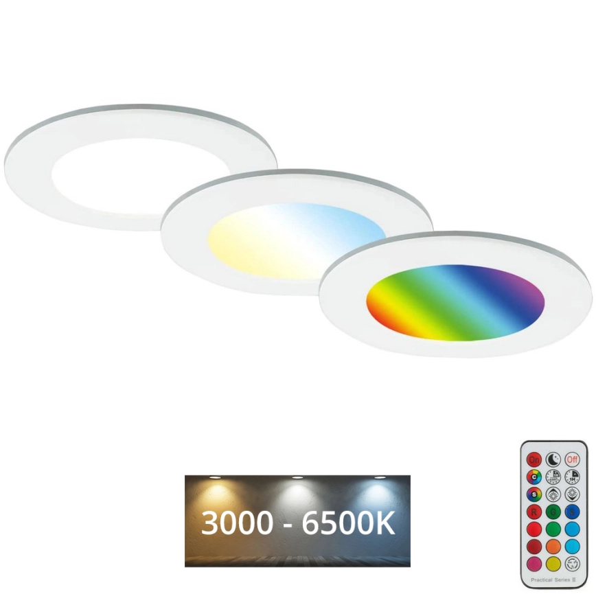 Briloner – SET OM 3 RGBW LED dimbara badrumsinfällda armaturer LED/4,8W/230V 3000-6500K IP65 + fjärrkontroll