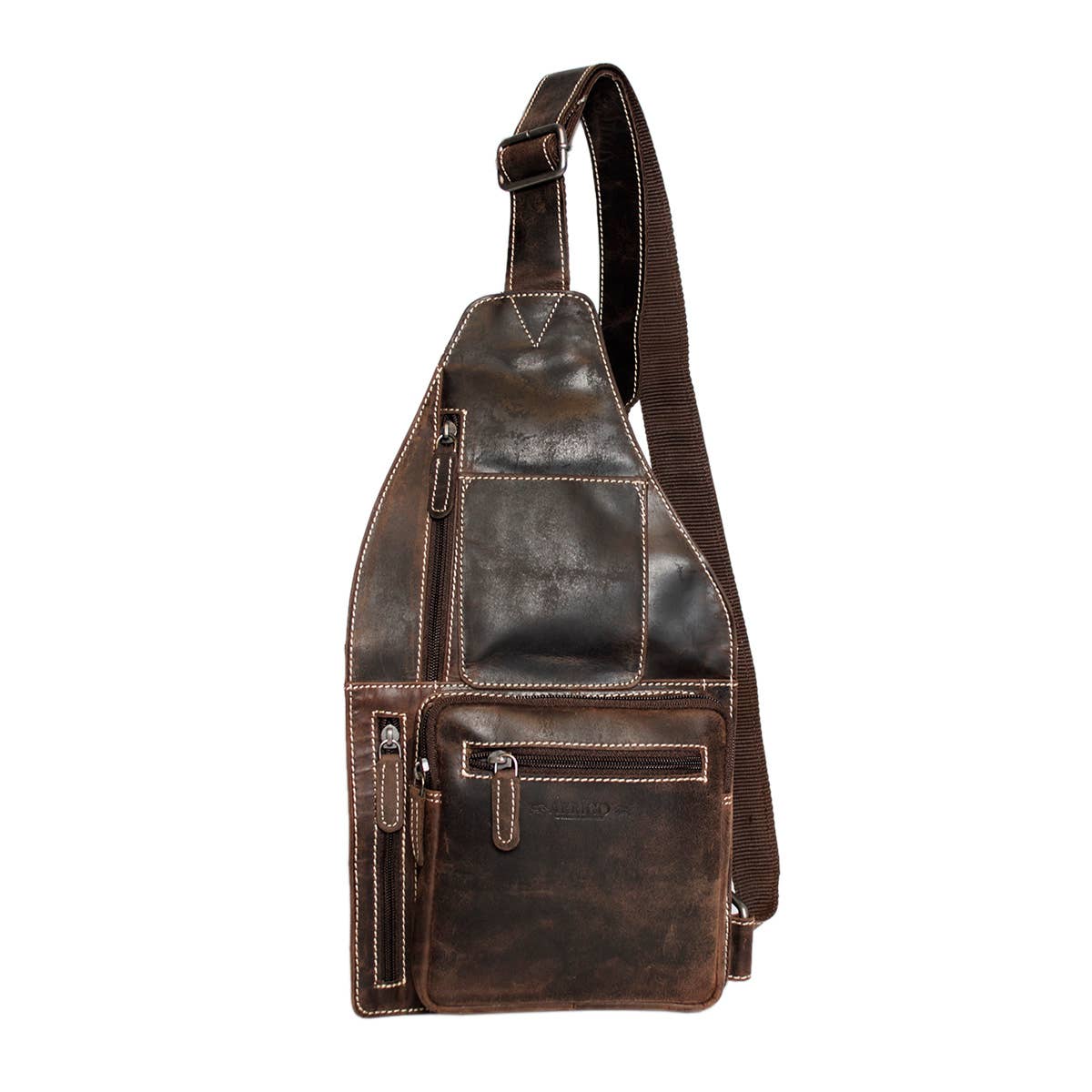 Arrigo crossbody axel bakom buffelläder – mörkbrun