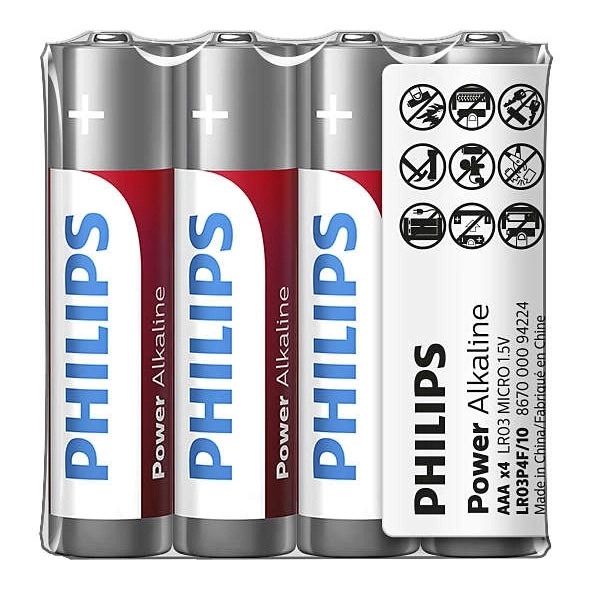 Philips LR03P4F/10 – 4st Alkaliska batterier AAA POWER ALKALINE 1,5V 1150mAh