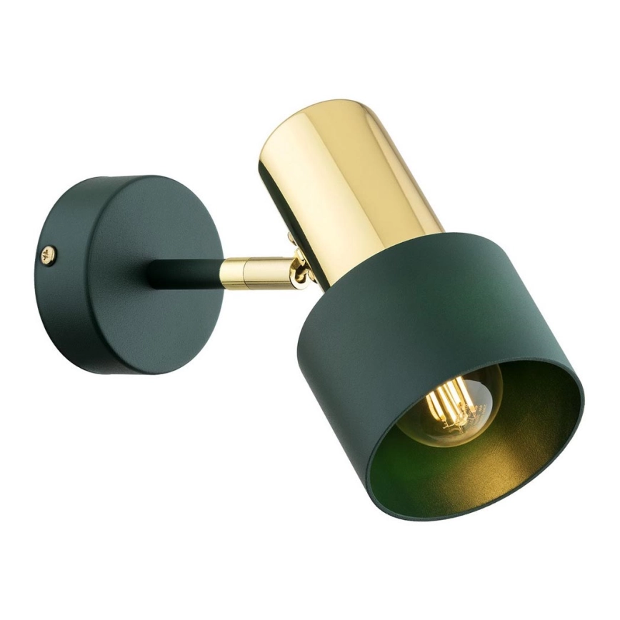 Argon 8111 – Väggspotlight DORIA 1xE27/15W/230V grön/mässing