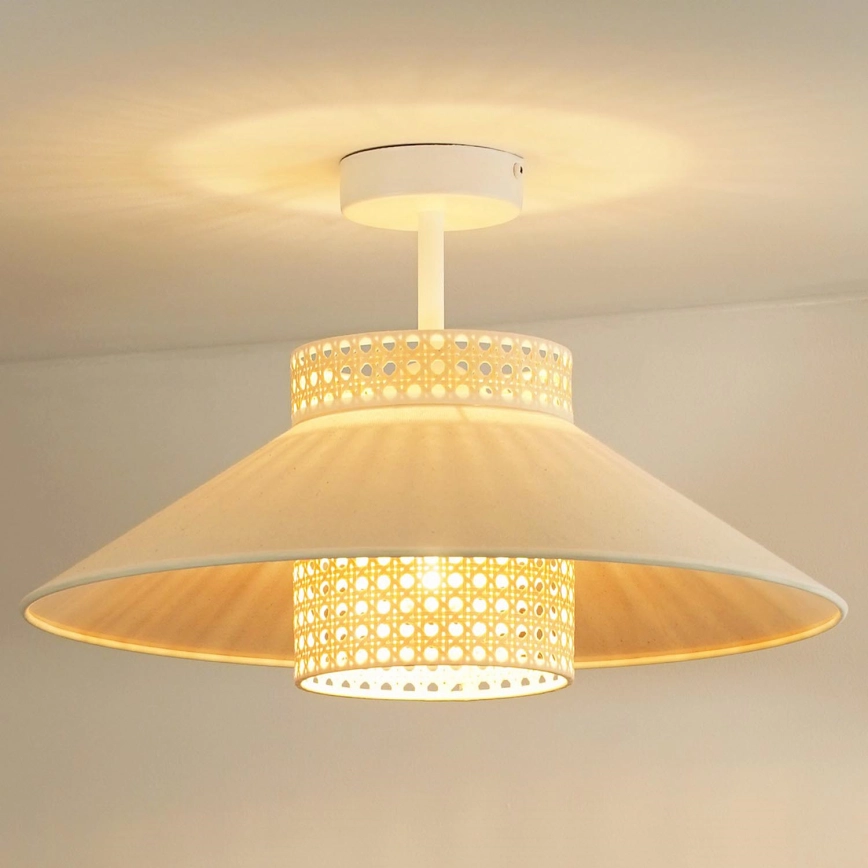 Duolla – Ytmonterad ljuskrona RIO RATTAN 1xE27/15W/230V diameter 45 cm beige/rotting