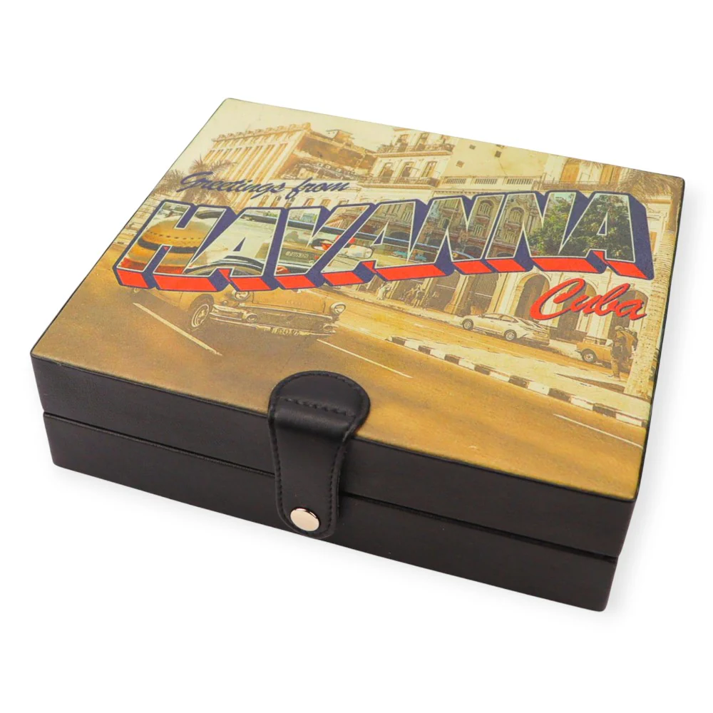 8-10 Cigarr Humidor Havanna – Trä & Läder