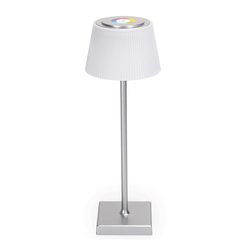 Aigostar – LED RGBW Utomhusbordslampa med dimmer, uppladdningsbar LED/4W/5V 3600mAh vit/matt krom IP54