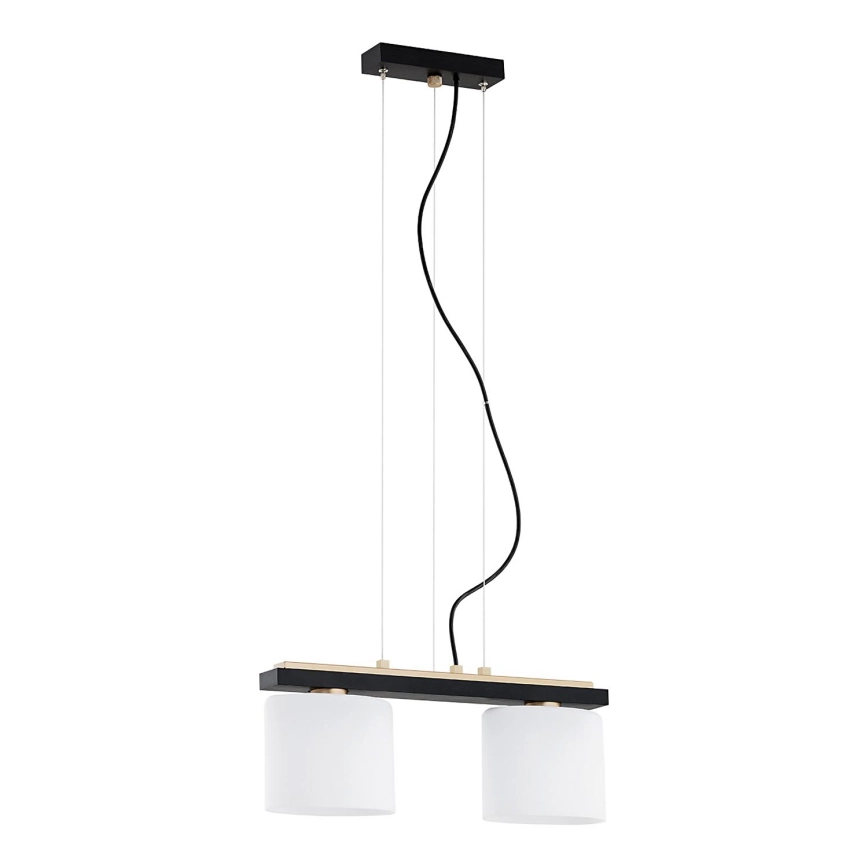 Argon 7164 – Ljuskrona med textilsladd CANOA 2xE27/15W/230V svart