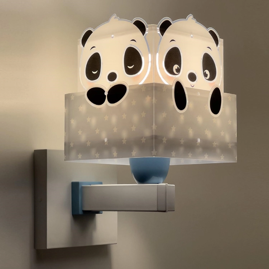 Dalber 63169T – Vägglampa för barn  PANDA 1xE27/60W/230V blå