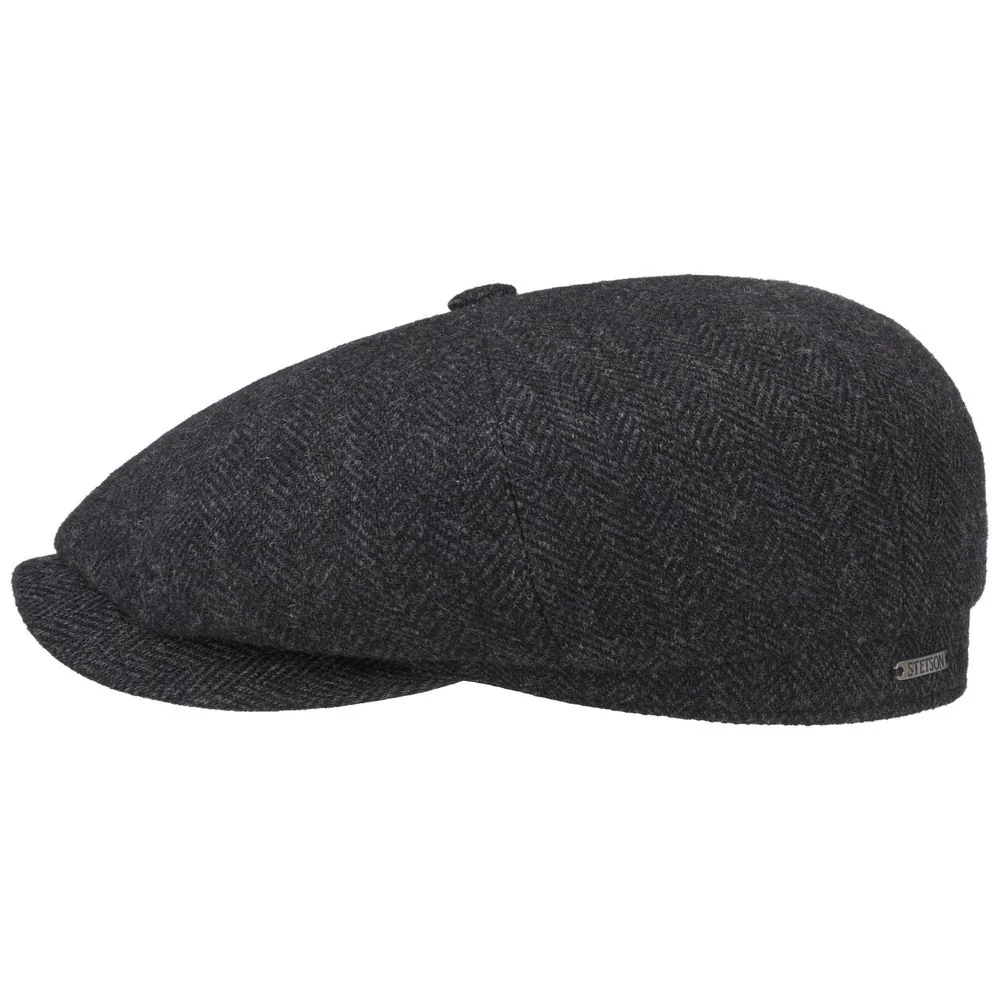 Stetson Hatteras mörkgrå Herringbone Wool Flat Cap