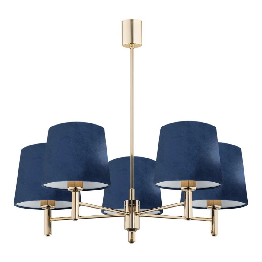 Argon 2086 – Taklampa PONTE 5xE27/15W/230V mässing/blå