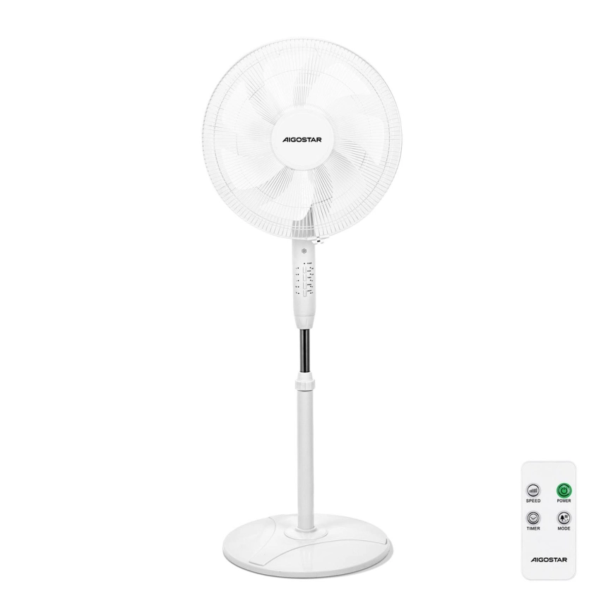 Aigostar – Golvfläkt 60W/230V vit + fjärrkontroll